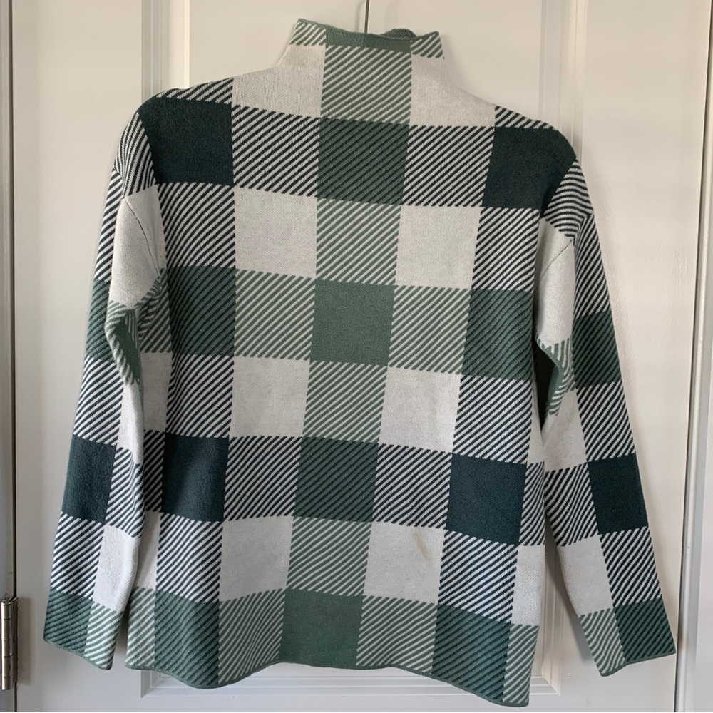 Green Plaid Mock-Neck Sweater